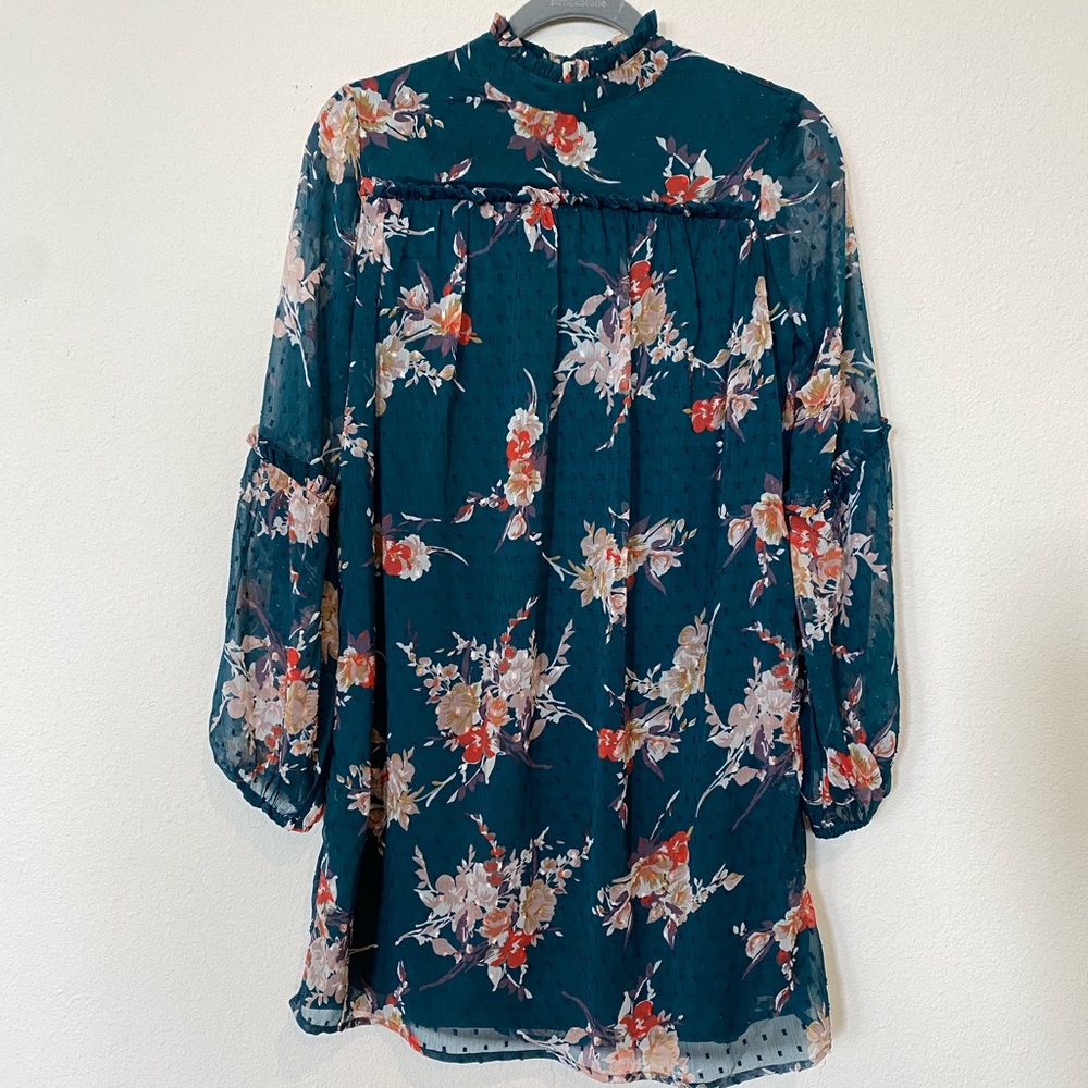 Floral Green High Neck Dress